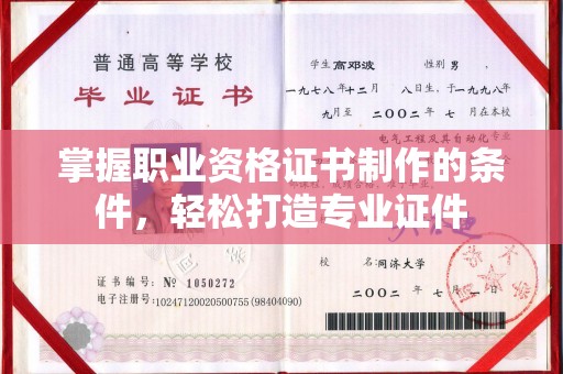 蕉城掌握职业资格证书制作的条件，轻松打造专业证件